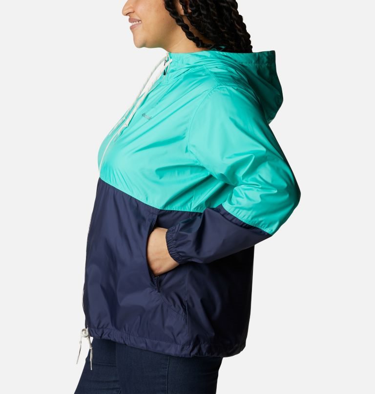 Columbia Flash Forward Windbreaker Jakke Dame Turkis Marineblå | Plus Size 25410Y